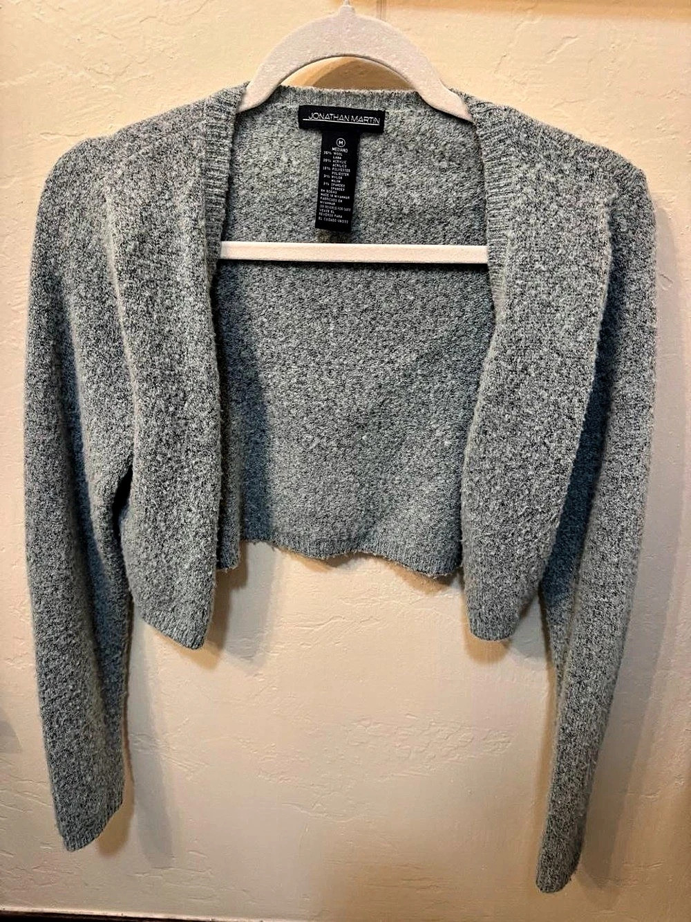 Vintage Jonathan Martin Cropped Gray Cardigan Medium